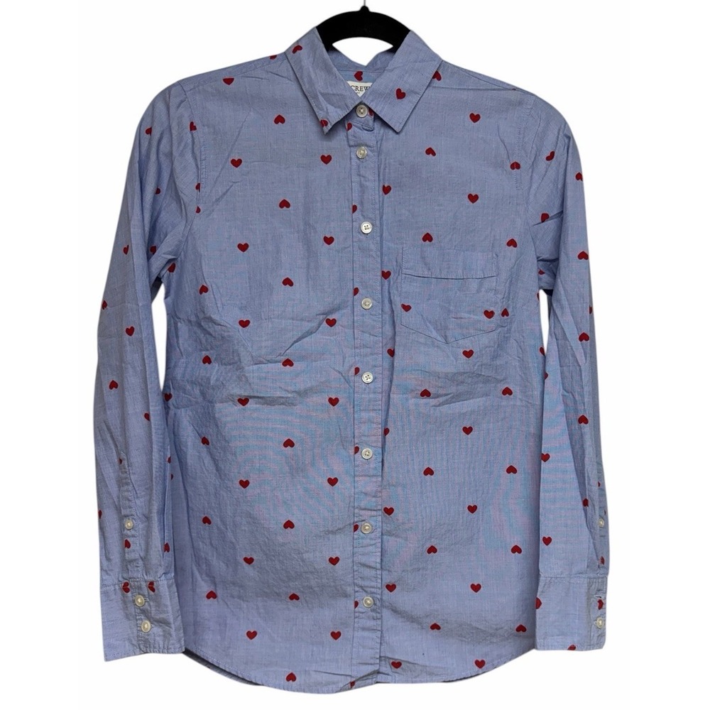 J. Crew Heart Printed Button Up Shirt‎ Women's Size XS